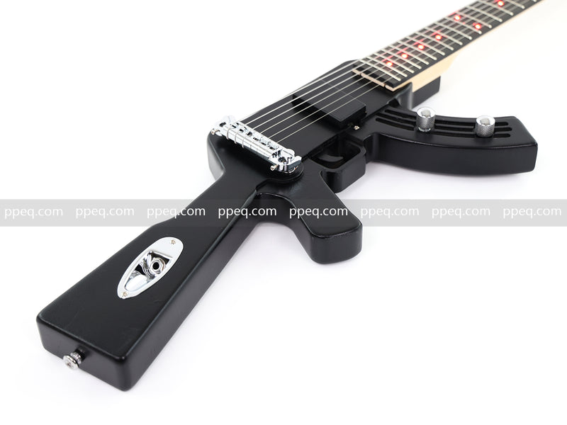Black AK-47 Gun Shaped Electric Guitar with Red LED Fingerboard Light (PAK-47)
