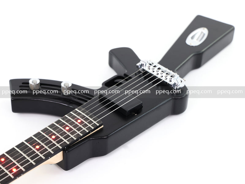 Black AK-47 Gun Shaped Electric Guitar with Red LED Fingerboard Light (PAK-47)
