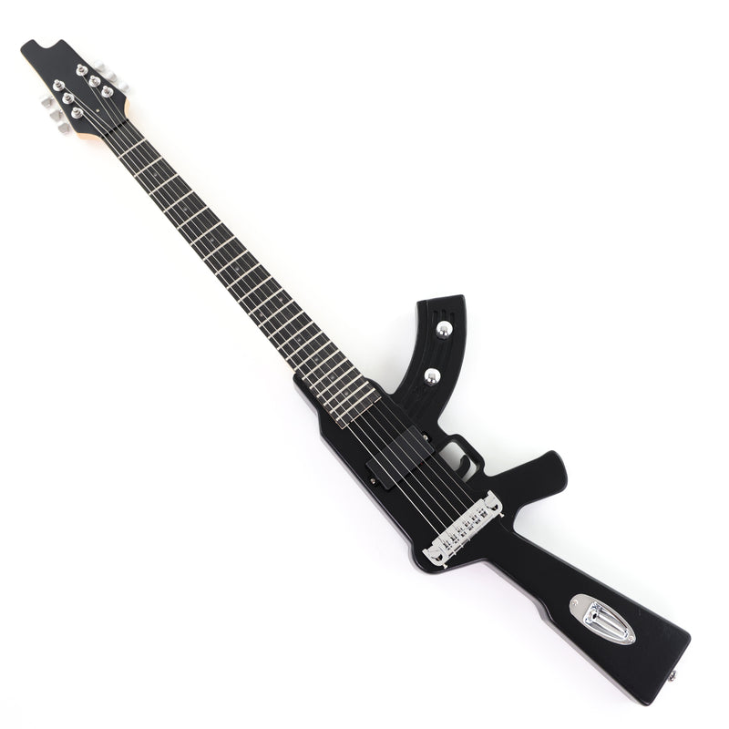 Black AK-47 Gun Shaped Electric Guitar with Red LED Fingerboard Light (PAK-47)