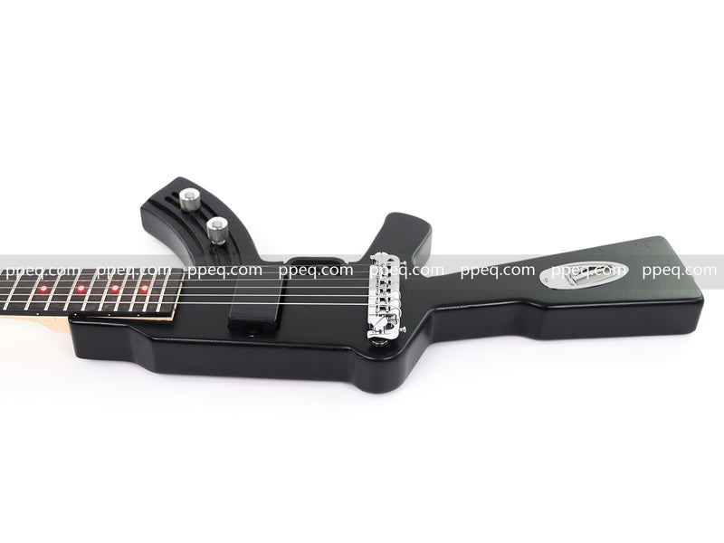 Black AK-47 Gun Shaped Electric Guitar with Red LED Fingerboard Light (PAK-47)