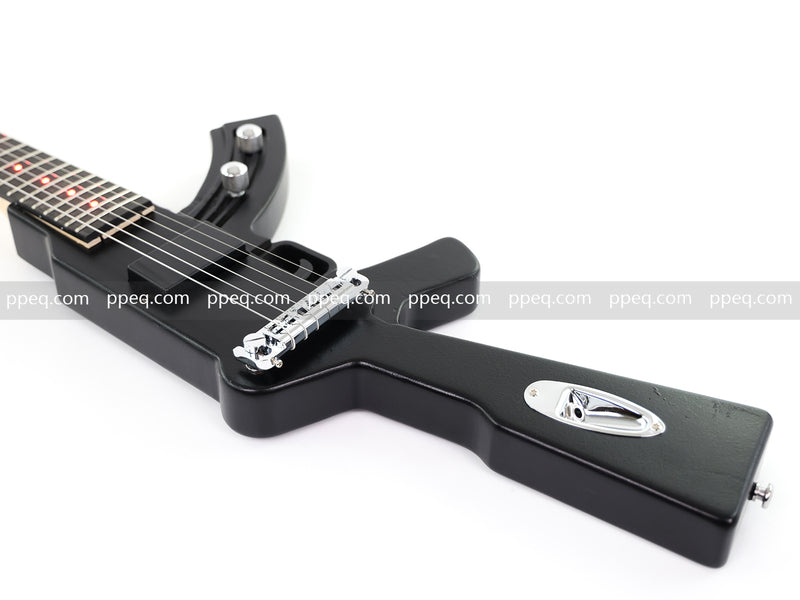 Black AK-47 Gun Shaped Electric Guitar with Red LED Fingerboard Light (PAK-47)