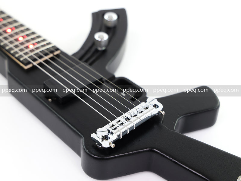 Black AK-47 Gun Shaped Electric Guitar with Red LED Fingerboard Light (PAK-47)
