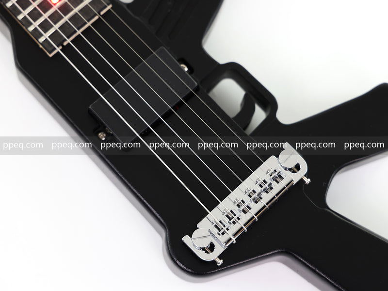 Black AK-47 Gun Shaped Electric Guitar with Red LED Fingerboard Light (PAK-47)