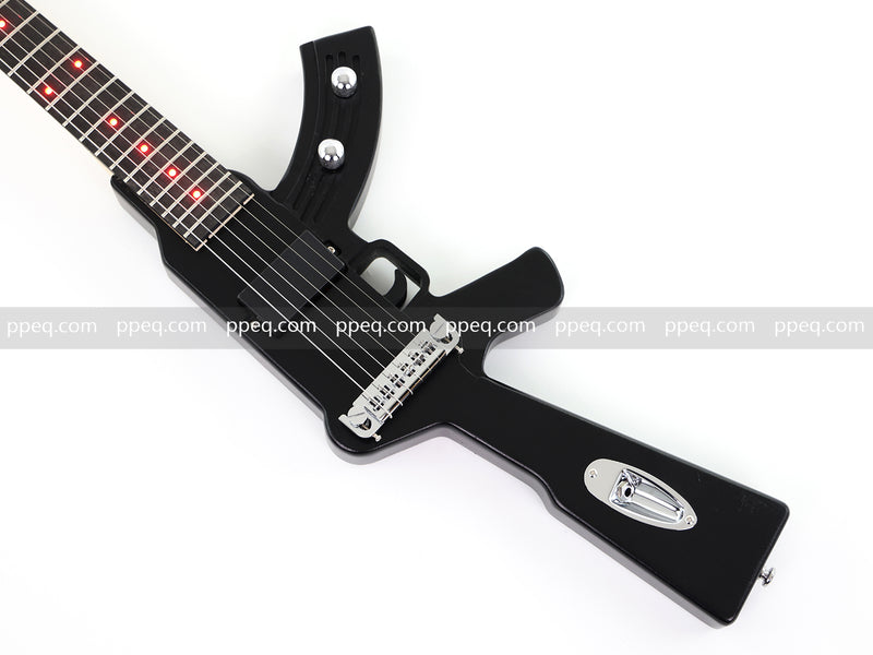 Black AK-47 Gun Shaped Electric Guitar with Red LED Fingerboard Light (PAK-47)