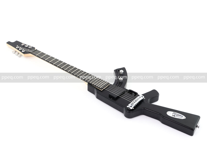 Black AK-47 Gun Shaped Electric Guitar with Red LED Fingerboard Light (PAK-47)