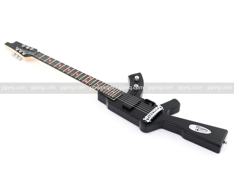 Black AK-47 Gun Shaped Electric Guitar with Red LED Fingerboard Light (PAK-47)