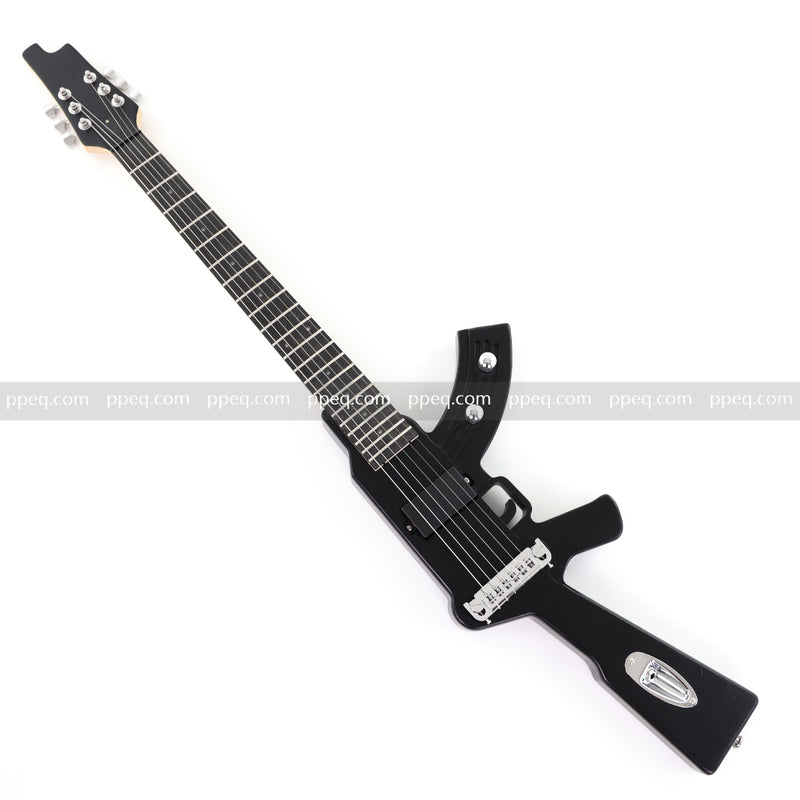 Black AK-47 Gun Shaped Electric Guitar with Red LED Fingerboard Light (PAK-47)