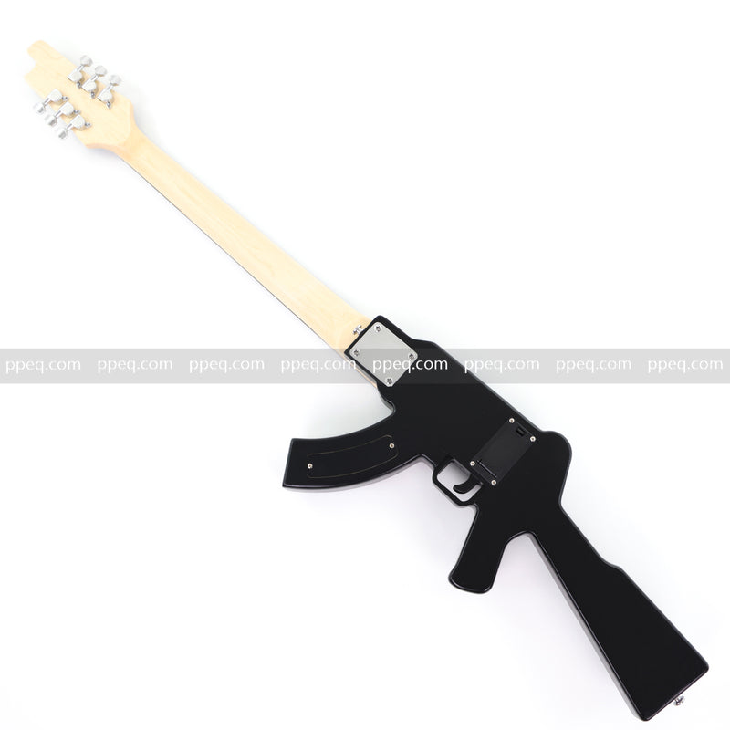 Black AK-47 Gun Shaped Electric Guitar with Red LED Fingerboard Light (PAK-47)