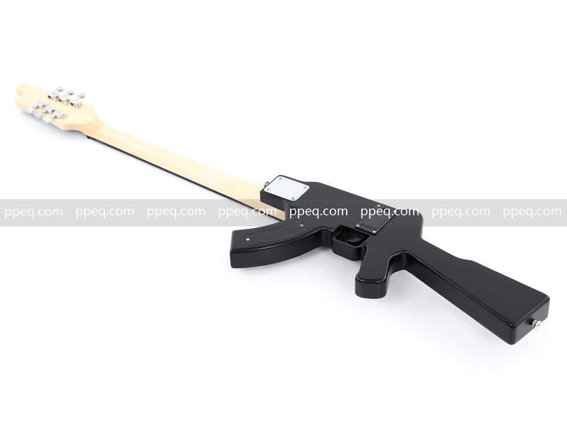 Black AK-47 Gun Shaped Electric Guitar with Red LED Fingerboard Light (PAK-47)