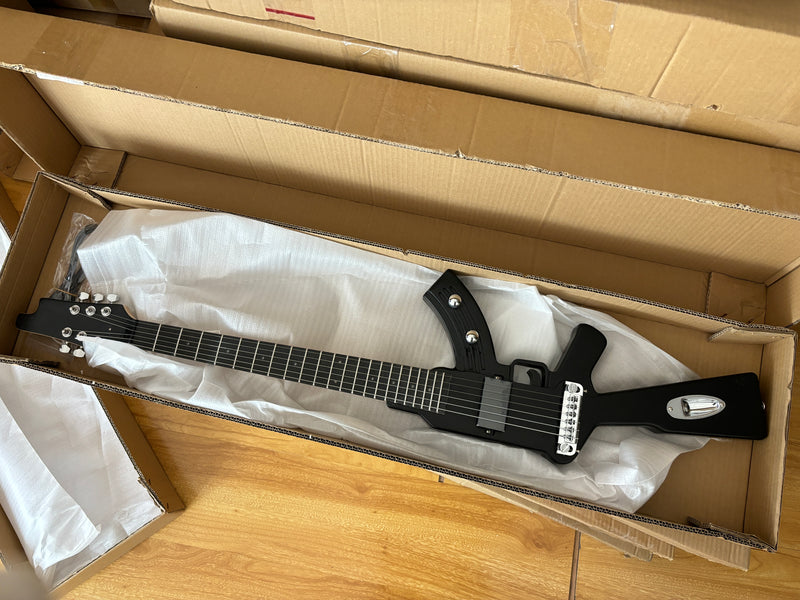 Black AK-47 Gun Shaped Electric Guitar with Red LED Fingerboard Light (PAK-47)
