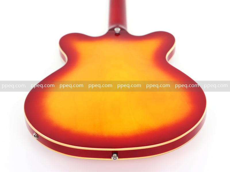 Cherry Red-Orange Sunburst Semi-Hollow Body Electric Guitar with Gloss Finish (HY-2511)
