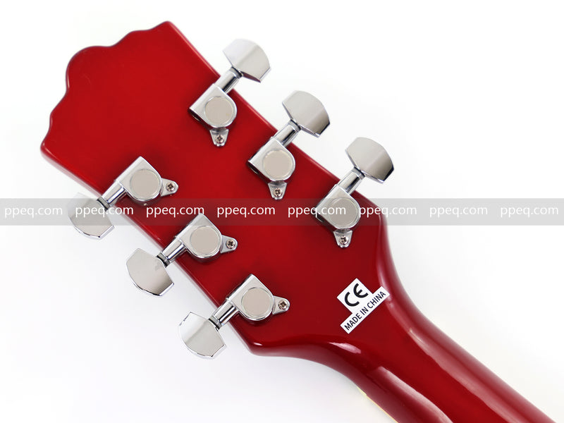 Cherry Red-Orange Sunburst Semi-Hollow Body Electric Guitar with Gloss Finish (HY-2511)