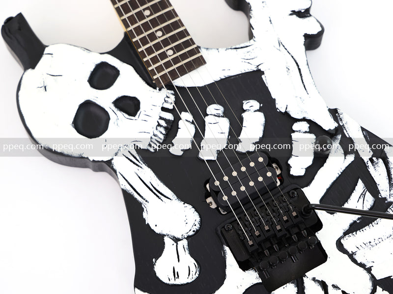 Custom 3D Carved Skull & Bones Electric Guitar (C1610)