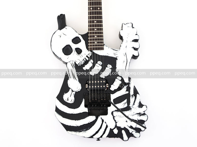 Custom 3D Carved Skull & Bones Electric Guitar (C1610)