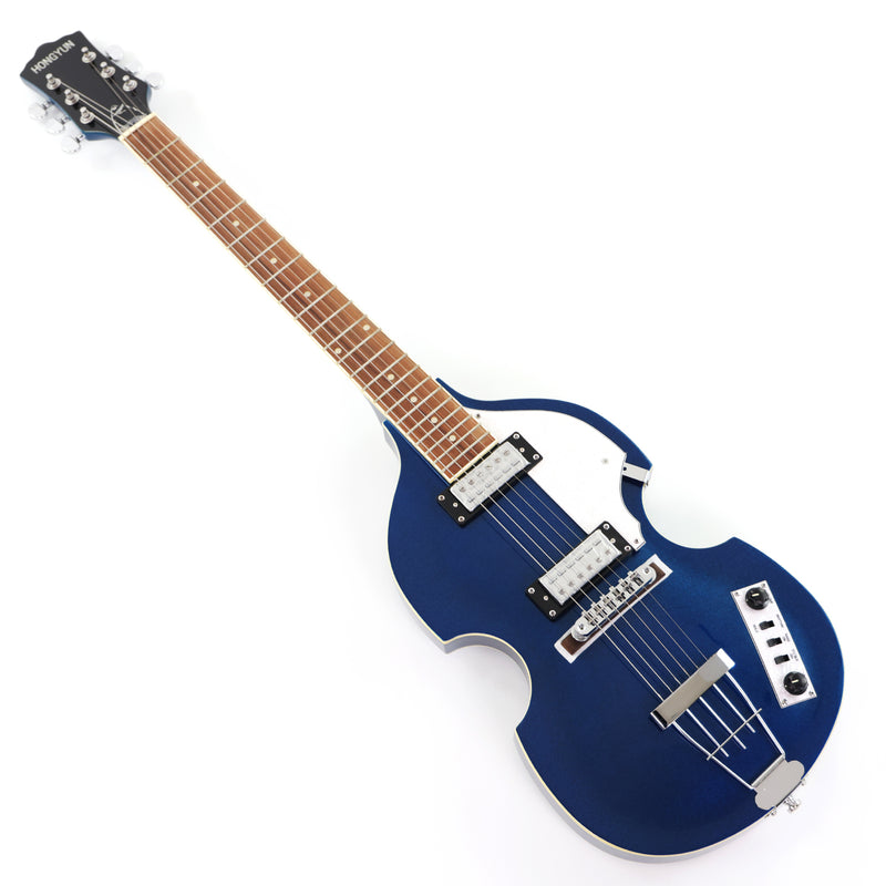 Dark Blue Violin-Shaped Semi-Hollow Body Electric Guitar with Gloss Metallic Finish (HY-2513)