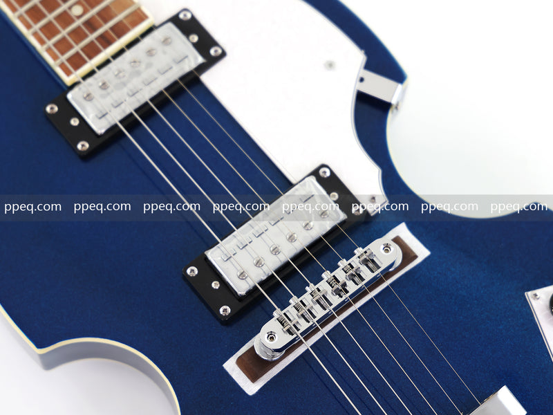 Dark Blue Violin-Shaped Semi-Hollow Body Electric Guitar with Gloss Metallic Finish (HY-2513)