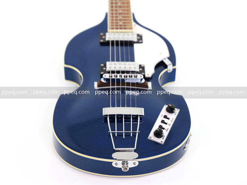 Dark Blue Violin-Shaped Semi-Hollow Body Electric Guitar with Gloss Metallic Finish (HY-2513)