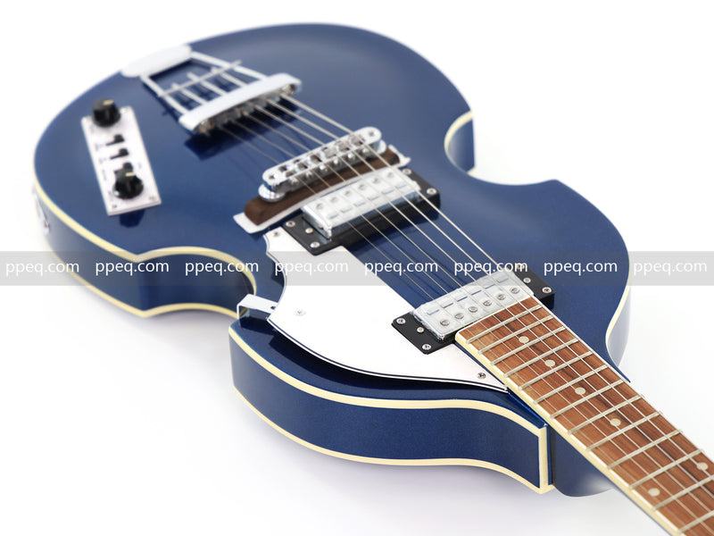 Dark Blue Violin-Shaped Semi-Hollow Body Electric Guitar with Gloss Metallic Finish (HY-2513)
