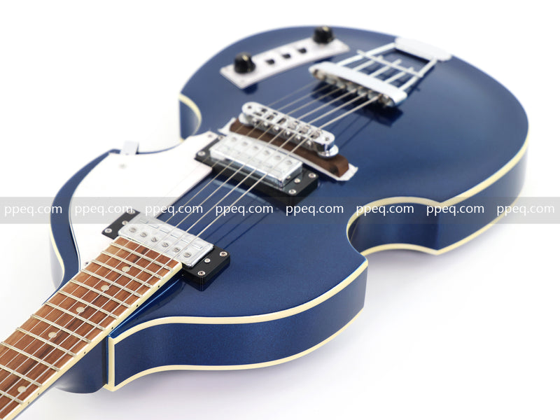 Dark Blue Violin-Shaped Semi-Hollow Body Electric Guitar with Gloss Metallic Finish (HY-2513)