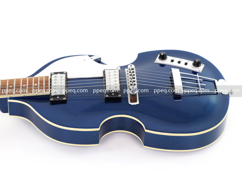 Dark Blue Violin-Shaped Semi-Hollow Body Electric Guitar with Gloss Metallic Finish (HY-2513)