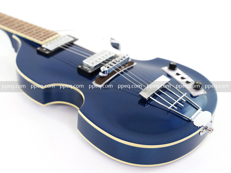 Dark Blue Violin-Shaped Semi-Hollow Body Electric Guitar with Gloss Metallic Finish (HY-2513)