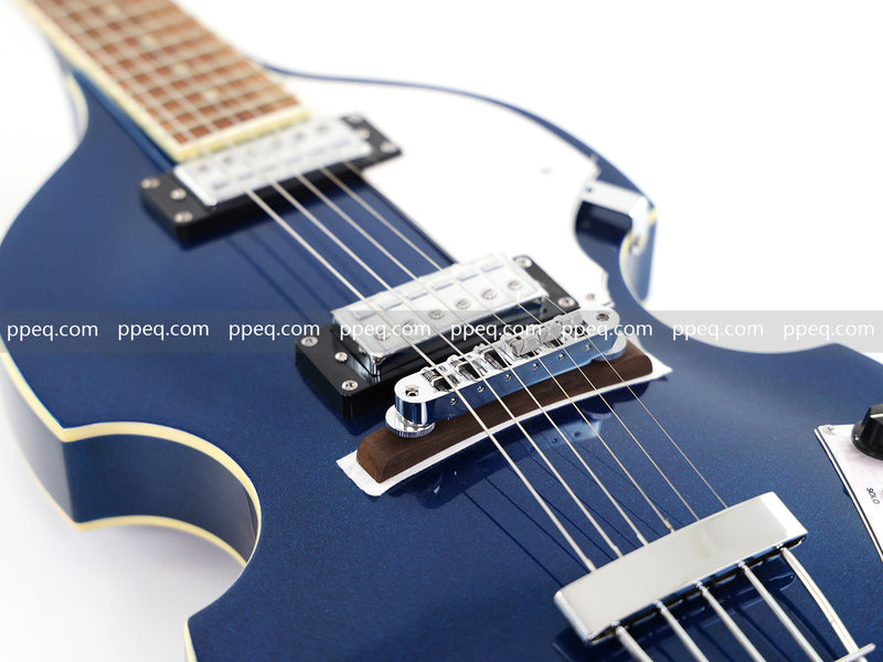 Dark Blue Violin-Shaped Semi-Hollow Body Electric Guitar with Gloss Metallic Finish (HY-2513)