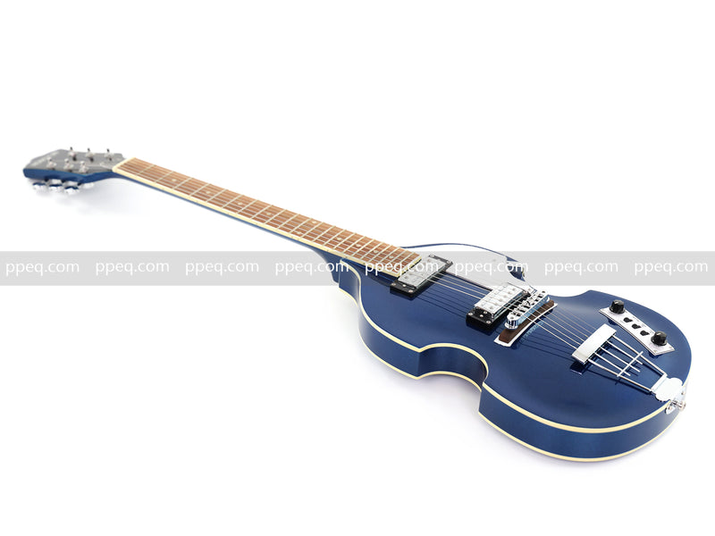 Dark Blue Violin-Shaped Semi-Hollow Body Electric Guitar with Gloss Metallic Finish (HY-2513)