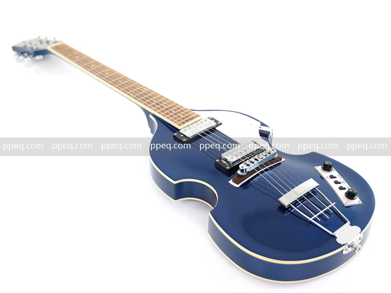 Dark Blue Violin-Shaped Semi-Hollow Body Electric Guitar with Gloss Metallic Finish (HY-2513)