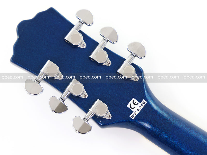 Dark Blue Violin-Shaped Semi-Hollow Body Electric Guitar with Gloss Metallic Finish (HY-2513)