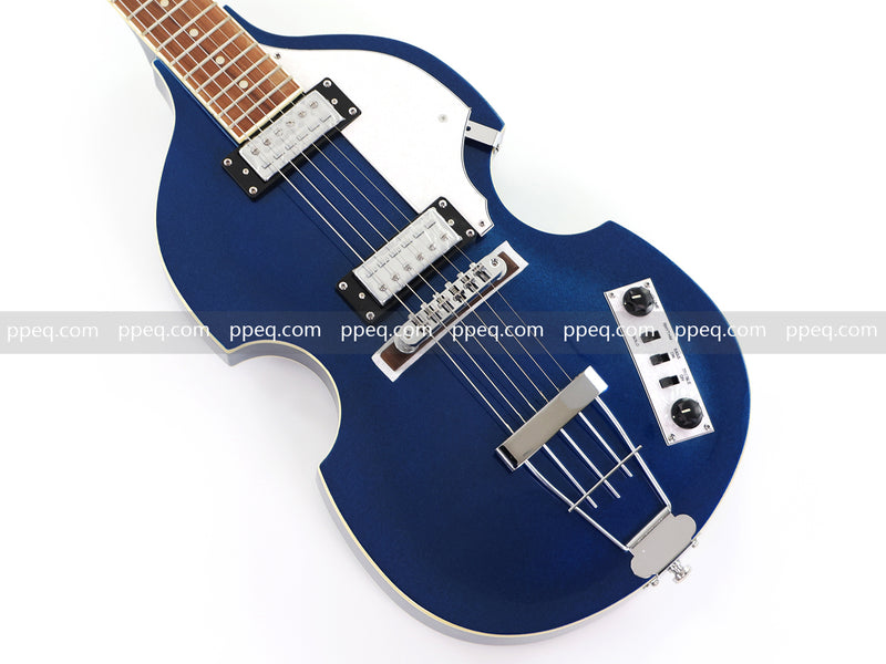 Dark Blue Violin-Shaped Semi-Hollow Body Electric Guitar with Gloss Metallic Finish (HY-2513)