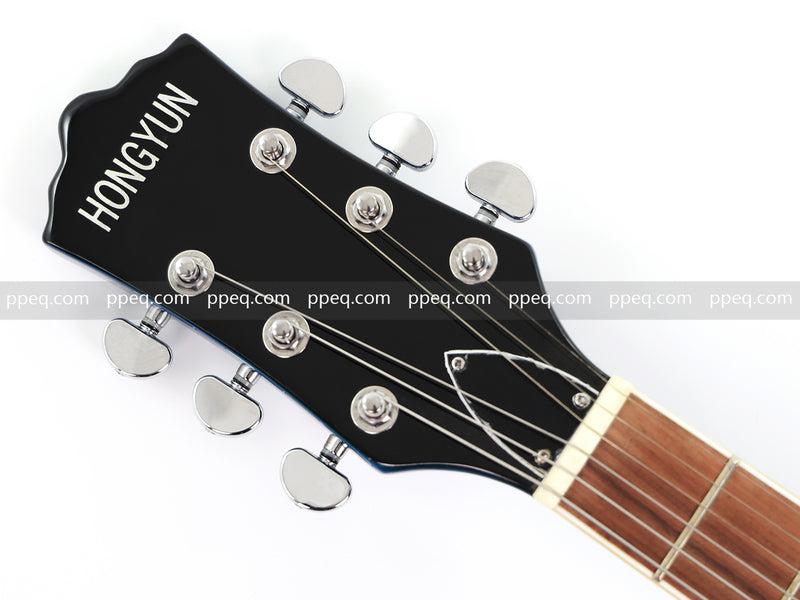 Dark Blue Violin-Shaped Semi-Hollow Body Electric Guitar with Gloss Metallic Finish (HY-2513)
