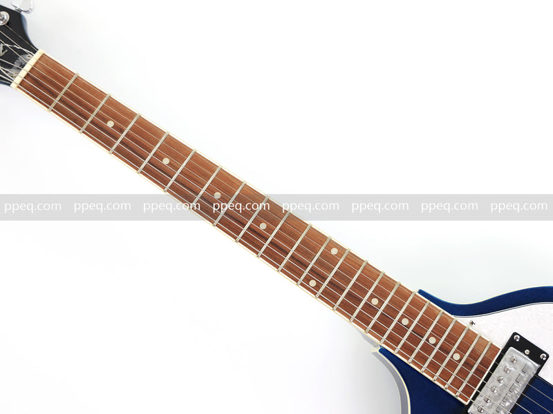 Dark Blue Violin-Shaped Semi-Hollow Body Electric Guitar with Gloss Metallic Finish (HY-2513)