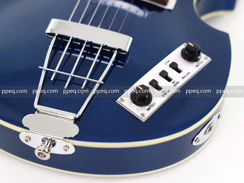 Dark Blue Violin-Shaped Semi-Hollow Body Electric Guitar with Gloss Metallic Finish (HY-2513)