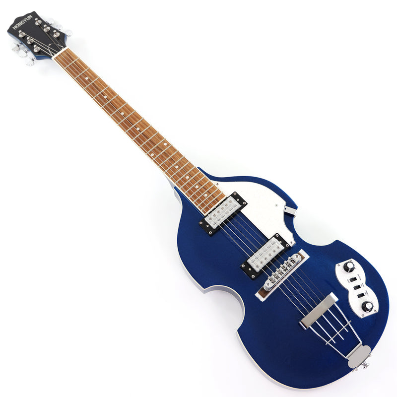 Dark Blue Violin-Shaped Semi-Hollow Body Electric Guitar with Gloss Metallic Finish (HY-2517)