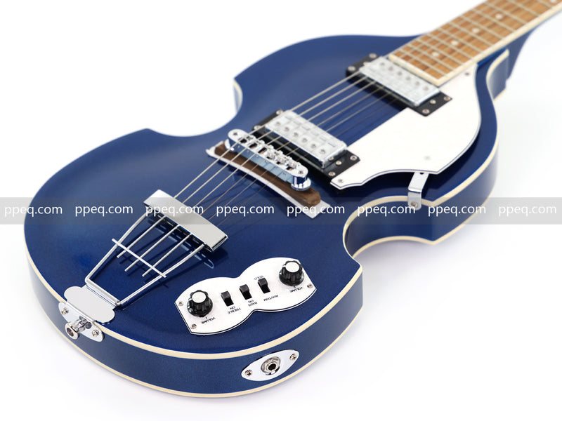 Dark Blue Violin-Shaped Semi-Hollow Body Electric Guitar with Gloss Metallic Finish (HY-2517)