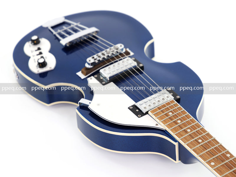 Dark Blue Violin-Shaped Semi-Hollow Body Electric Guitar with Gloss Metallic Finish (HY-2517)