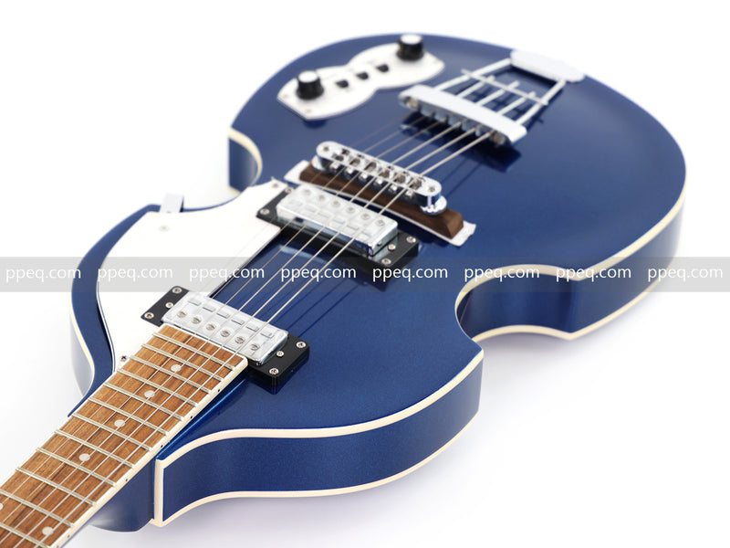 Dark Blue Violin-Shaped Semi-Hollow Body Electric Guitar with Gloss Metallic Finish (HY-2517)