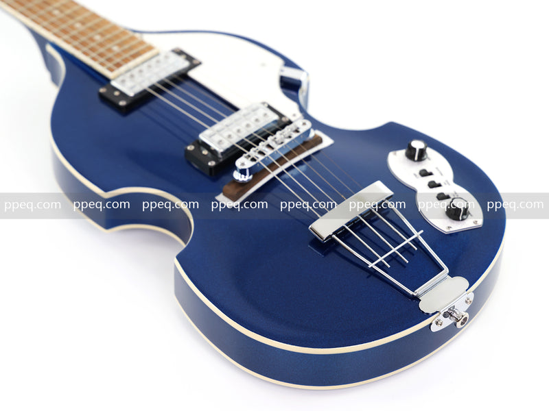 Dark Blue Violin-Shaped Semi-Hollow Body Electric Guitar with Gloss Metallic Finish (HY-2517)