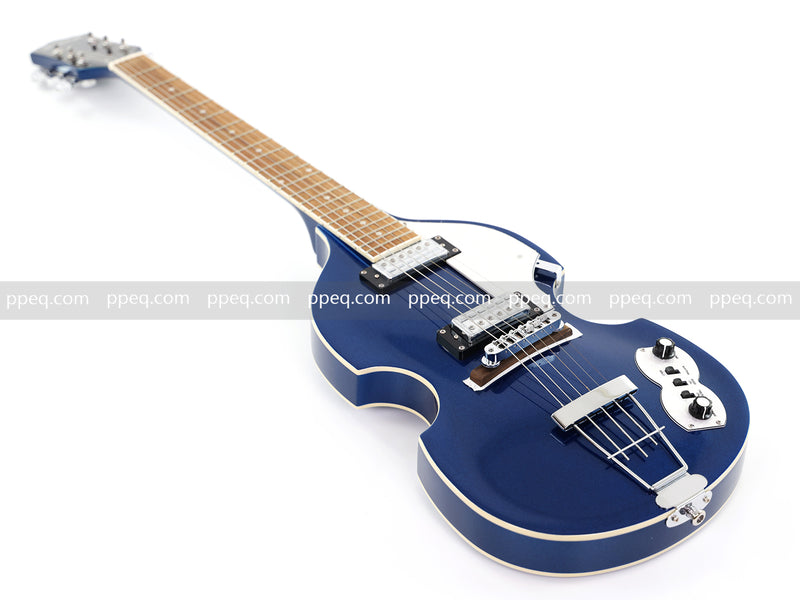 Dark Blue Violin-Shaped Semi-Hollow Body Electric Guitar with Gloss Metallic Finish (HY-2517)