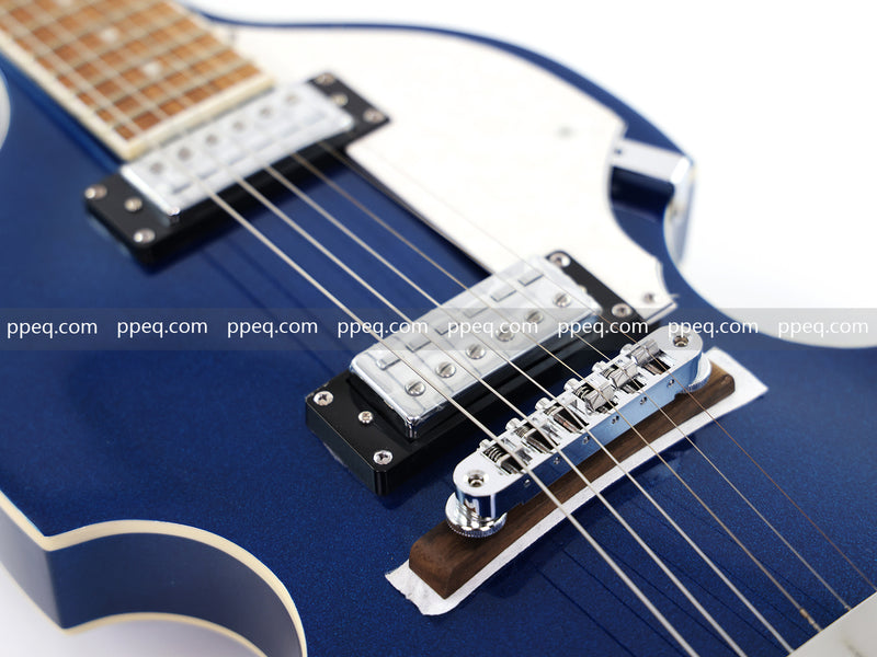 Dark Blue Violin-Shaped Semi-Hollow Body Electric Guitar with Gloss Metallic Finish (HY-2517)