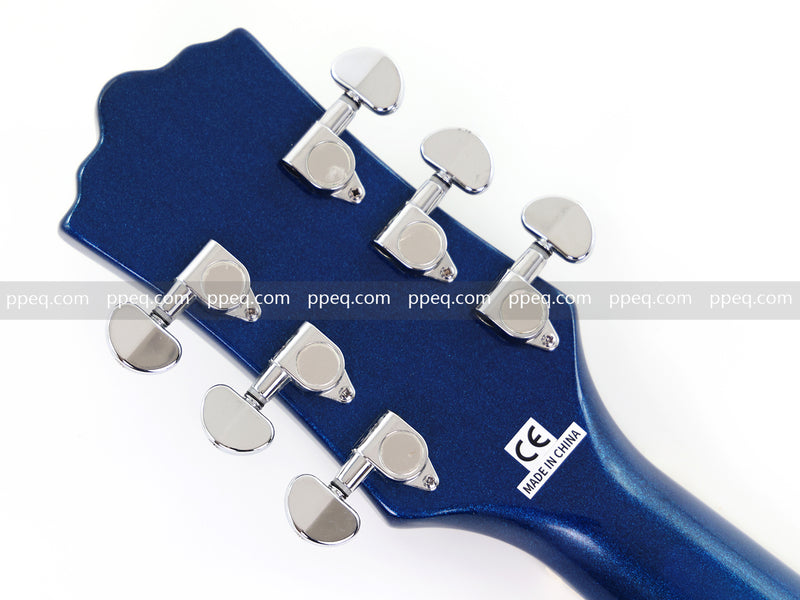Dark Blue Violin-Shaped Semi-Hollow Body Electric Guitar with Gloss Metallic Finish (HY-2517)