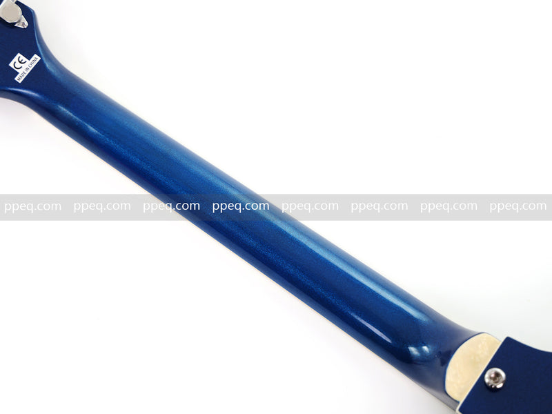 Dark Blue Violin-Shaped Semi-Hollow Body Electric Guitar with Gloss Metallic Finish (HY-2517)