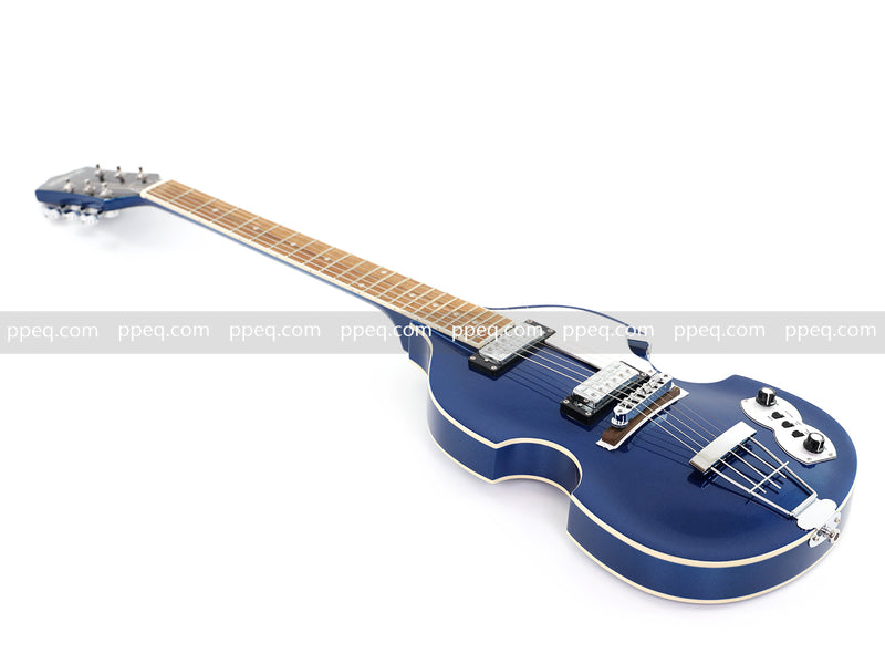 Dark Blue Violin-Shaped Semi-Hollow Body Electric Guitar with Gloss Metallic Finish (HY-2517)