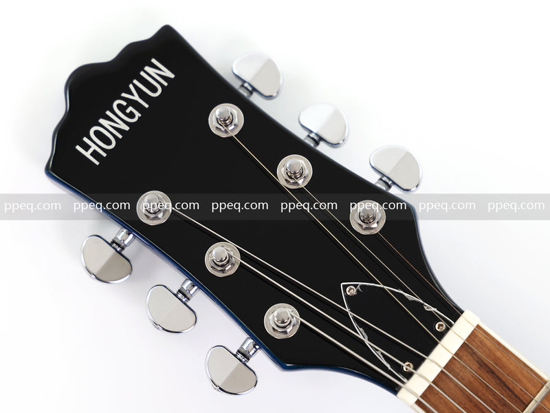 Dark Blue Violin-Shaped Semi-Hollow Body Electric Guitar with Gloss Metallic Finish (HY-2517)