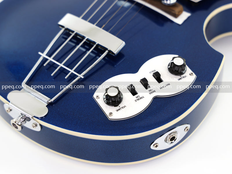 Dark Blue Violin-Shaped Semi-Hollow Body Electric Guitar with Gloss Metallic Finish (HY-2517)