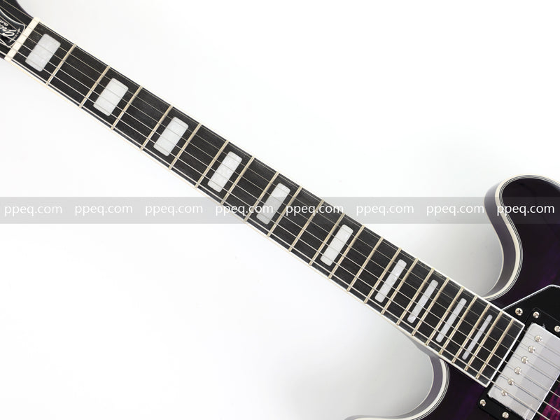 ES-335 Inspired Semi-Hollow Electric Guitar with Flamed Maple Top & Modern Headstock (YMZ-080)