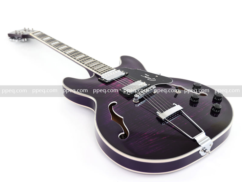 ES-335 Inspired Semi-Hollow Electric Guitar with Flamed Maple Top & Modern Headstock (YMZ-080)