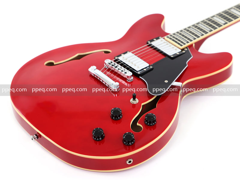 ES-335 Inspired Semi-Hollow Electric Guitar with Glossy Finish & Modern Headstock (YMZ-045)