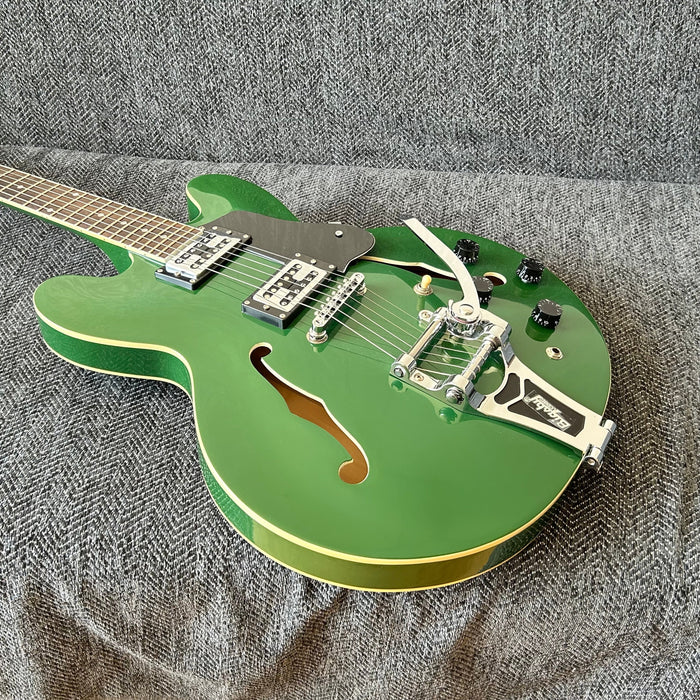 ES-335 Style Green Semi Hollow Body Electric Guitar (GKS-009)