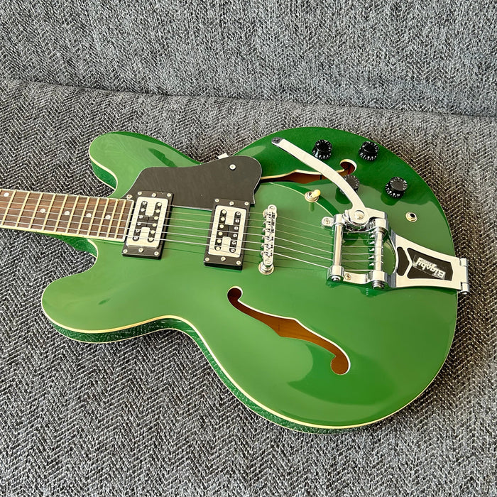 ES-335 Style Green Semi Hollow Body Electric Guitar (GKS-009)